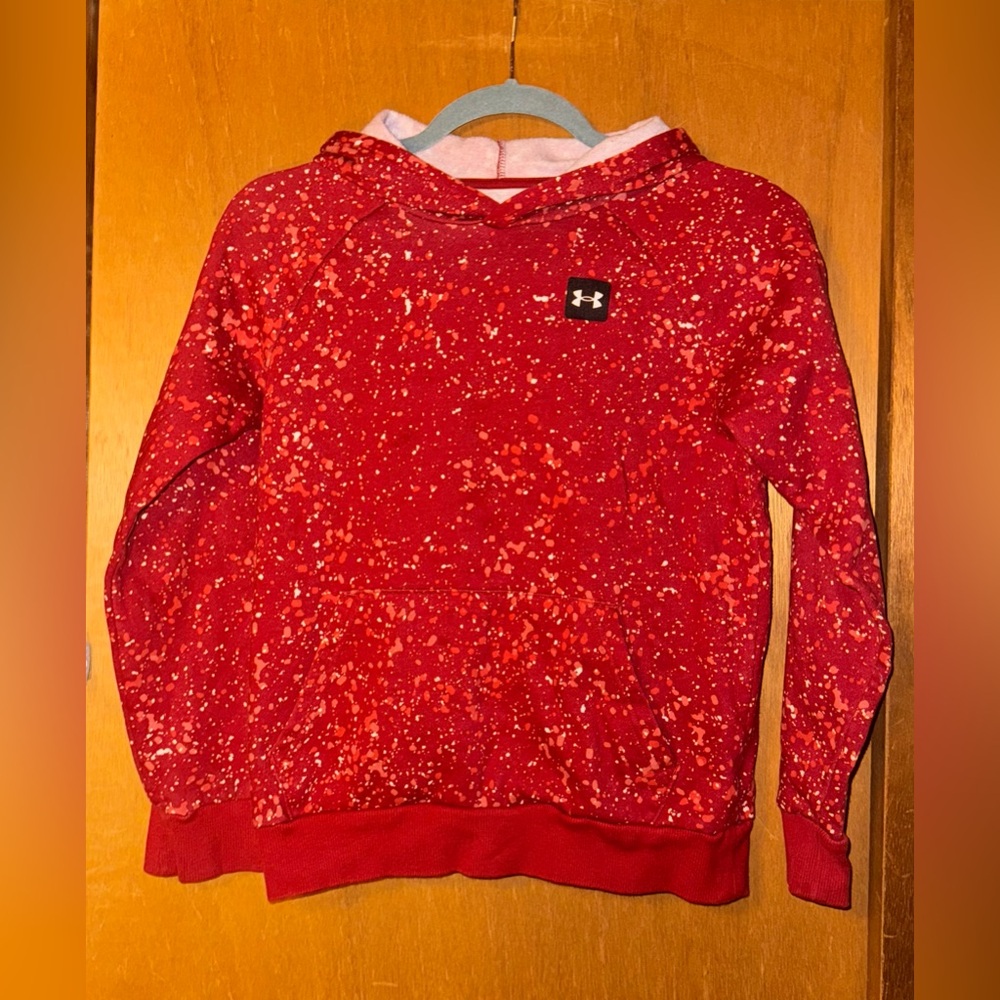 UNDER ARMOUR Boys Fleece Hoodie Red Splatter, Medium